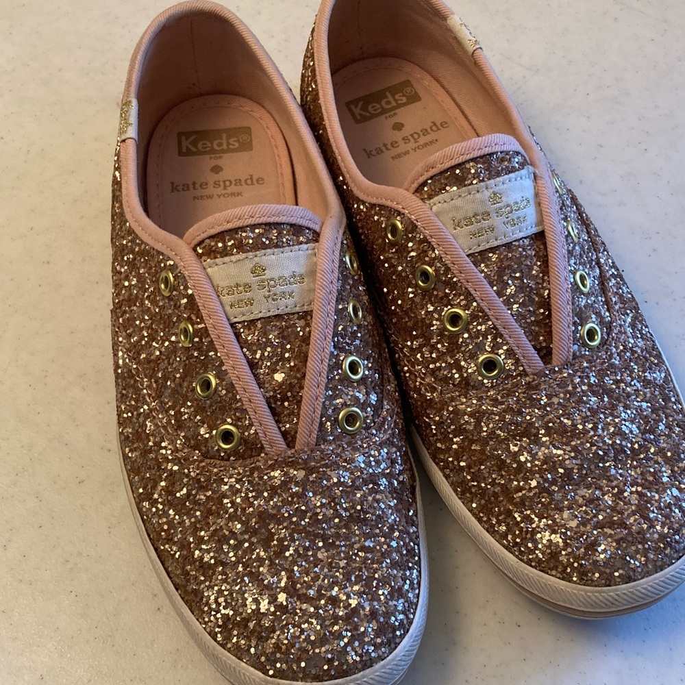 kate spade Glitter Slip-On Sneakers - Rose Gold